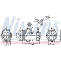 Klimakompressor NISSENS 89222 Keilrippenriemen 105mm - 1 Stück