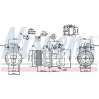 Klimakompressor NISSENS 89256 10PA17C Keilrippenriemen - 1 Stück