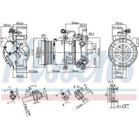 Klimakompressor NISSENS 89443 Keilrippenriemen 100mm - 1 Stück