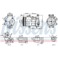 Klimakompressor NISSENS 89516 Keilrippenriemen - 1...