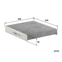 Innenraumfilter FILTRON K 1350A Aktivkohle 255x202x36 mm - 1 Stück