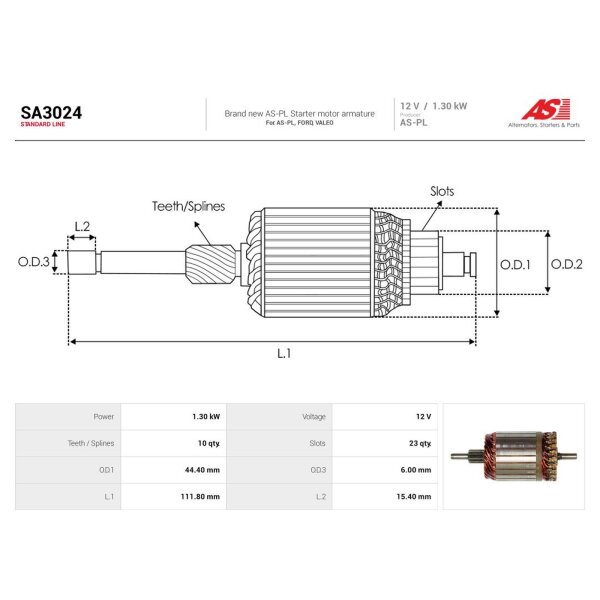 AS-PL SA3024 Anker, Starter