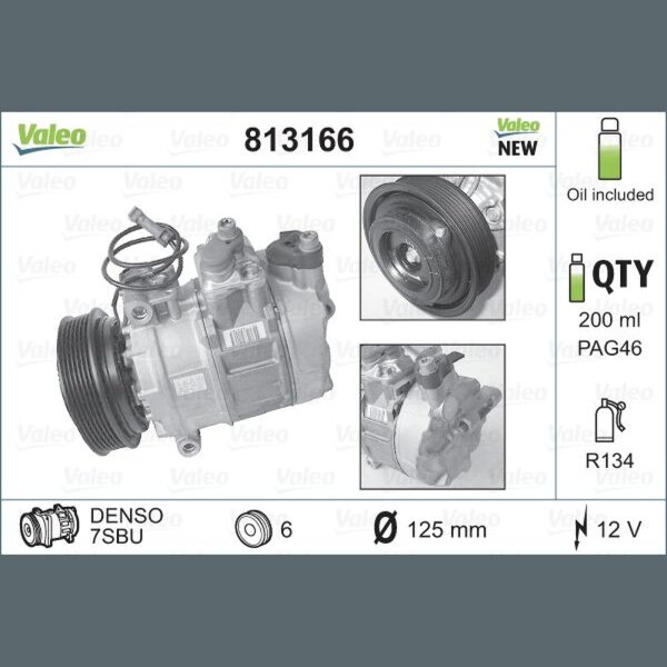 Klimakompressor VALEO 813166 Keilrippenriemen R134a - 1 Stück