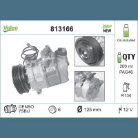 Klimakompressor VALEO 813166 Keilrippenriemen R134a - 1...