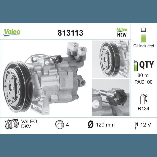 Klimakompressor VALEO 813113 Keilrippenriemen 120mm - 1 Stück