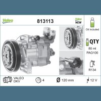 Klimakompressor VALEO 813113 Keilrippenriemen 120mm - 1...