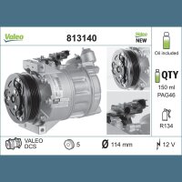 Klimakompressor VALEO 813140 Keilrippenriemen 114mm - 1...