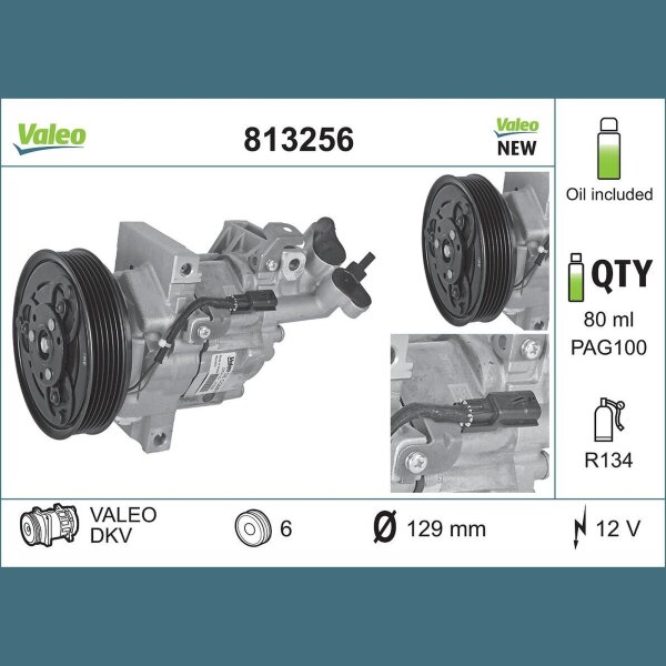 Klimakompressor VALEO 813256 Keilrippenriemen 6-Rillen - 1 Stück
