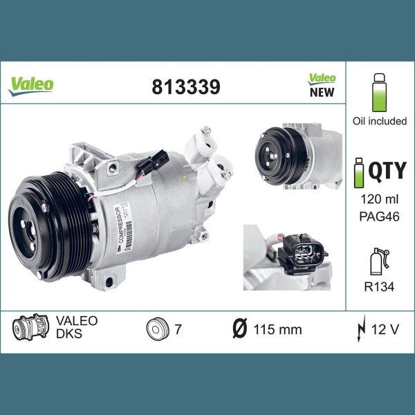 Klimakompressor VALEO 813339 Keilrippenriemen 115mm - 1 Stück