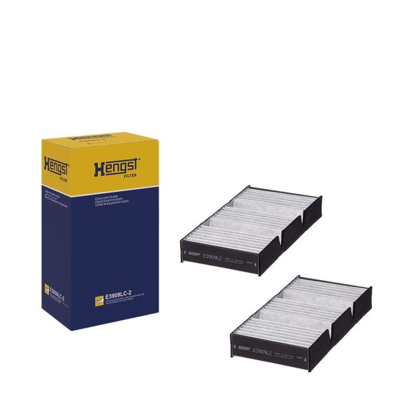 Pollenfilter HENGST FILTER E3909LC-2 Aktivkohle 253x133x40mm - 1 Stück