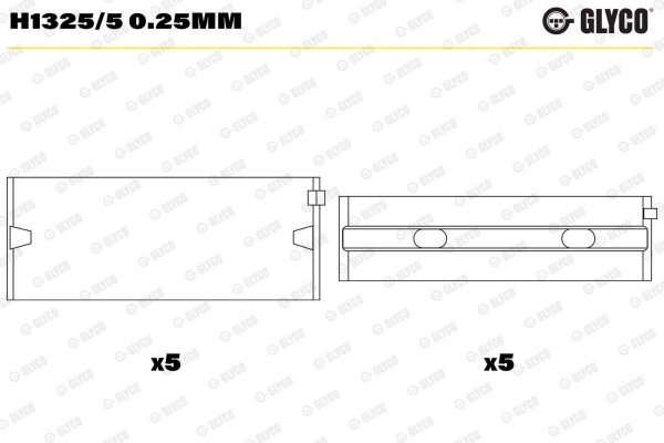 GLYCO H1325/5 0.25mm Kurbelwellenlagerschale