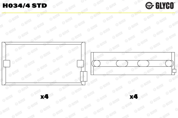 GLYCO H034/4 STD Kurbelwellenlagerschale