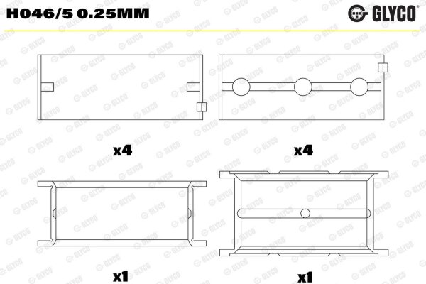 GLYCO H046/5 0.25mm Kurbelwellenlagerschale