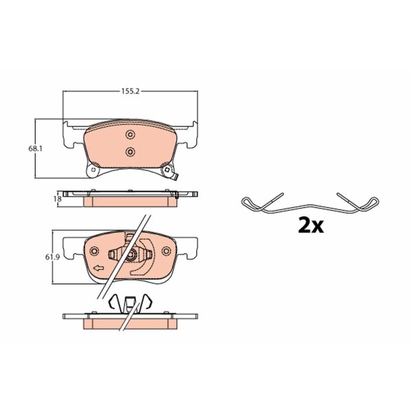 TRW GDB2091 Bremsbelagsatz, Scheibenbremse