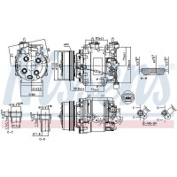 Klimakompressor NISSENS 890155 Keilrippenriemen 12V - 1 Stück