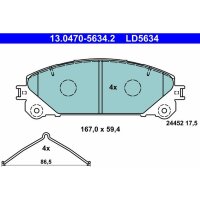ATE 13.0470-5634.2 Bremsbelagsatz, Scheibenbremse