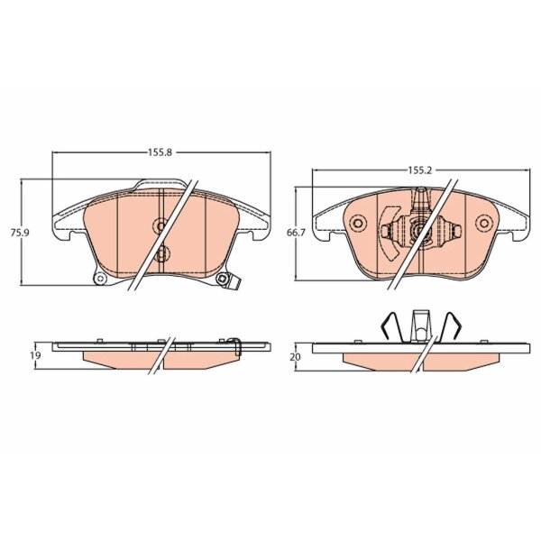 TRW GDB2092 Bremsbelagsatz, Scheibenbremse
