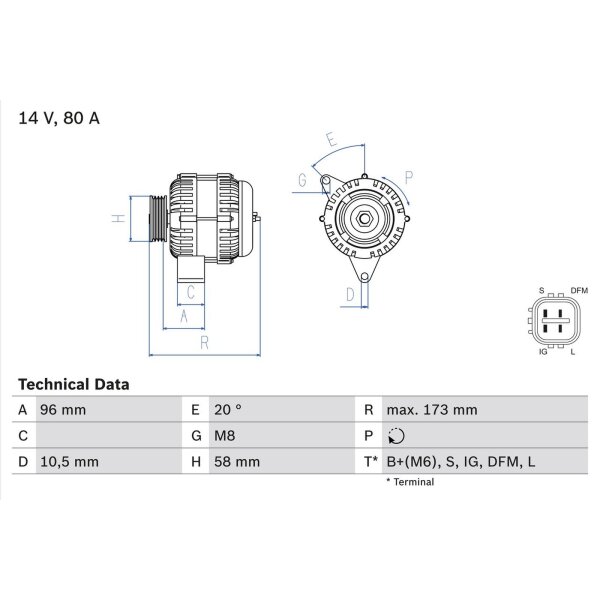 BOSCH 0 986 082 040 Generator