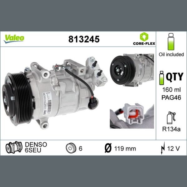 Klimakompressor VALEO 813245 6SEU 119mm - 1 Stück