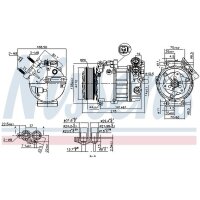 Klimakompressor NISSENS 890125 Keilrippenriemen 12V - 1 Stück