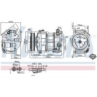 Klimakompressor NISSENS 89584 Keilrippenriemen Magnetkupplung - 1 Stück