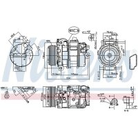 Klimakompressor NISSENS 890390 Keilrippenriemen 110mm - 1 Stück