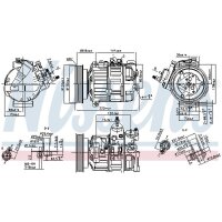 Klimakompressor NISSENS 89463 Keilrippenriemen 130mm - 1 Stück