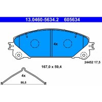 ATE 13.0460-5634.2 Bremsbelagsatz, Scheibenbremse