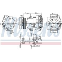 Klimakompressor NISSENS 890058 CVC6 Keilrippenriemen - 1 Stück