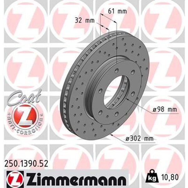 ZIMMERMANN 250.1390.52 Bremsscheibe