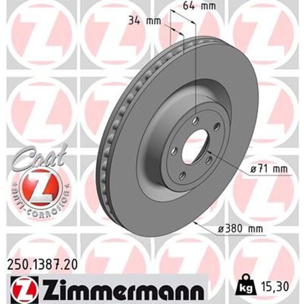 ZIMMERMANN 250.1387.20 Bremsscheibe