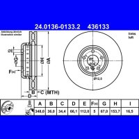 ATE 24.0136-0133.2 Bremsscheibe
