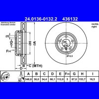ATE 24.0136-0132.2 Bremsscheibe