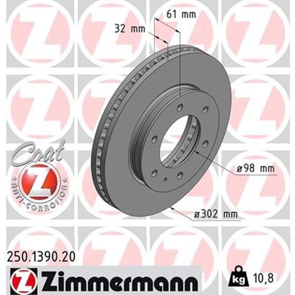ZIMMERMANN 250.1390.20 Bremsscheibe