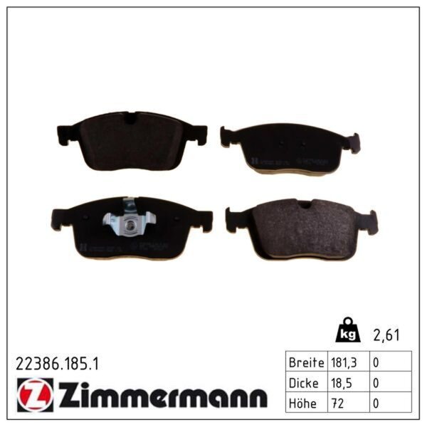 ZIMMERMANN 22386.185.1 Bremsbelagsatz, Scheibenbremse