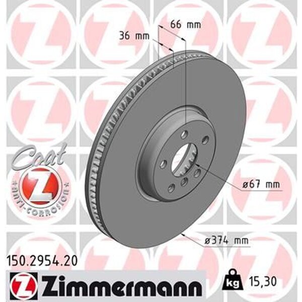 ZIMMERMANN 150.2954.20 Bremsscheibe