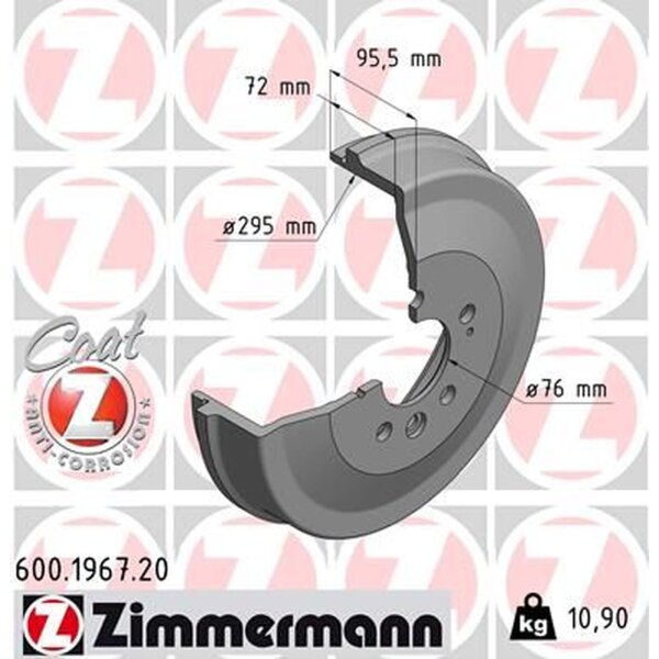 ZIMMERMANN 600.1967.20 Bremstrommel