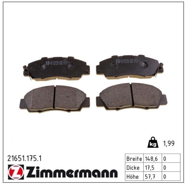 ZIMMERMANN 21651.175.1 Bremsbelagsatz, Scheibenbremse