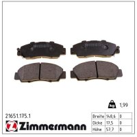 ZIMMERMANN 21651.175.1 Bremsbelagsatz, Scheibenbremse