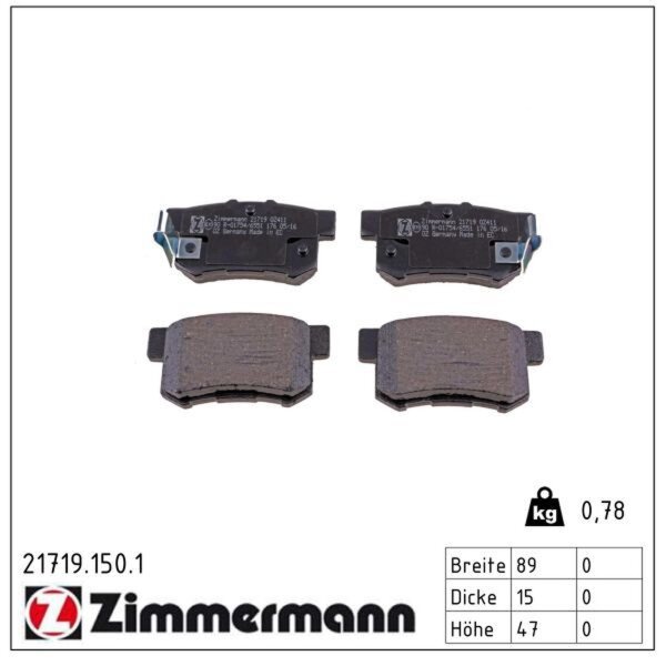 ZIMMERMANN 21719.150.1 Bremsbelagsatz, Scheibenbremse