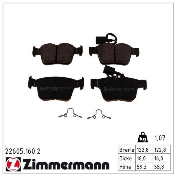 ZIMMERMANN 22605.160.2 Bremsbelagsatz, Scheibenbremse