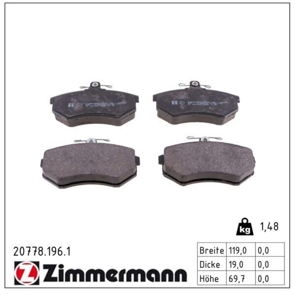 ZIMMERMANN 20778.196.1 Bremsbelagsatz, Scheibenbremse