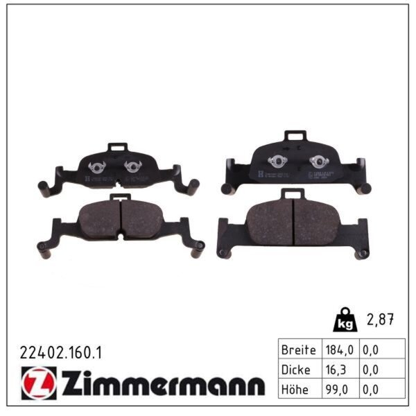 ZIMMERMANN 22402.160.1 Bremsbelagsatz, Scheibenbremse