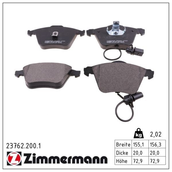 ZIMMERMANN 23762.200.1 Bremsbelagsatz, Scheibenbremse