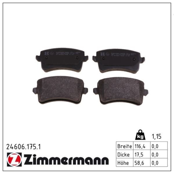 ZIMMERMANN 24606.175.1 Bremsbelagsatz, Scheibenbremse