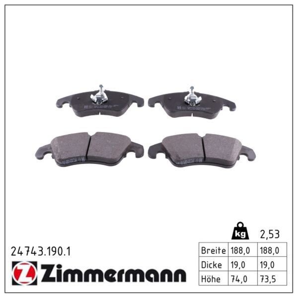 ZIMMERMANN 24743.190.1 Bremsbelagsatz, Scheibenbremse