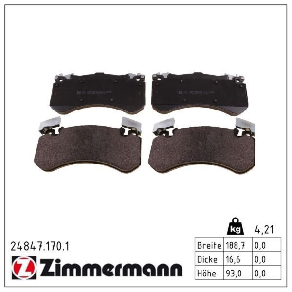 ZIMMERMANN 24847.170.1 Bremsbelagsatz, Scheibenbremse