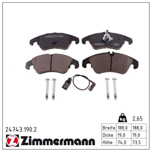 ZIMMERMANN 24743.190.2 Bremsbelagsatz, Scheibenbremse