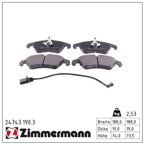 ZIMMERMANN 24743.190.3 Bremsbelagsatz, Scheibenbremse