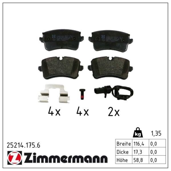 ZIMMERMANN 25214.175.6 Bremsbelagsatz, Scheibenbremse